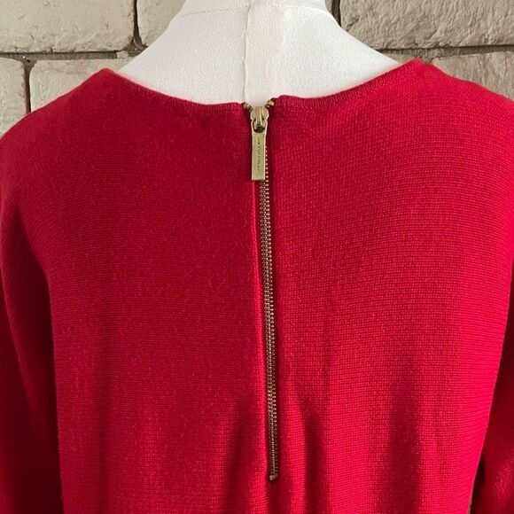 Michael Kors Red Knit Sweater with Gold Zipper - Picture 5 of 7
